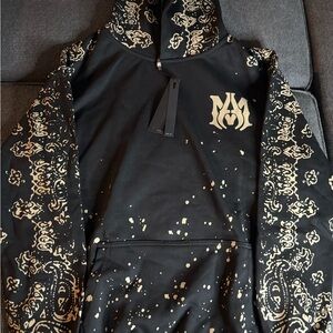 AMIRI Black Hoodie with Gold Accents